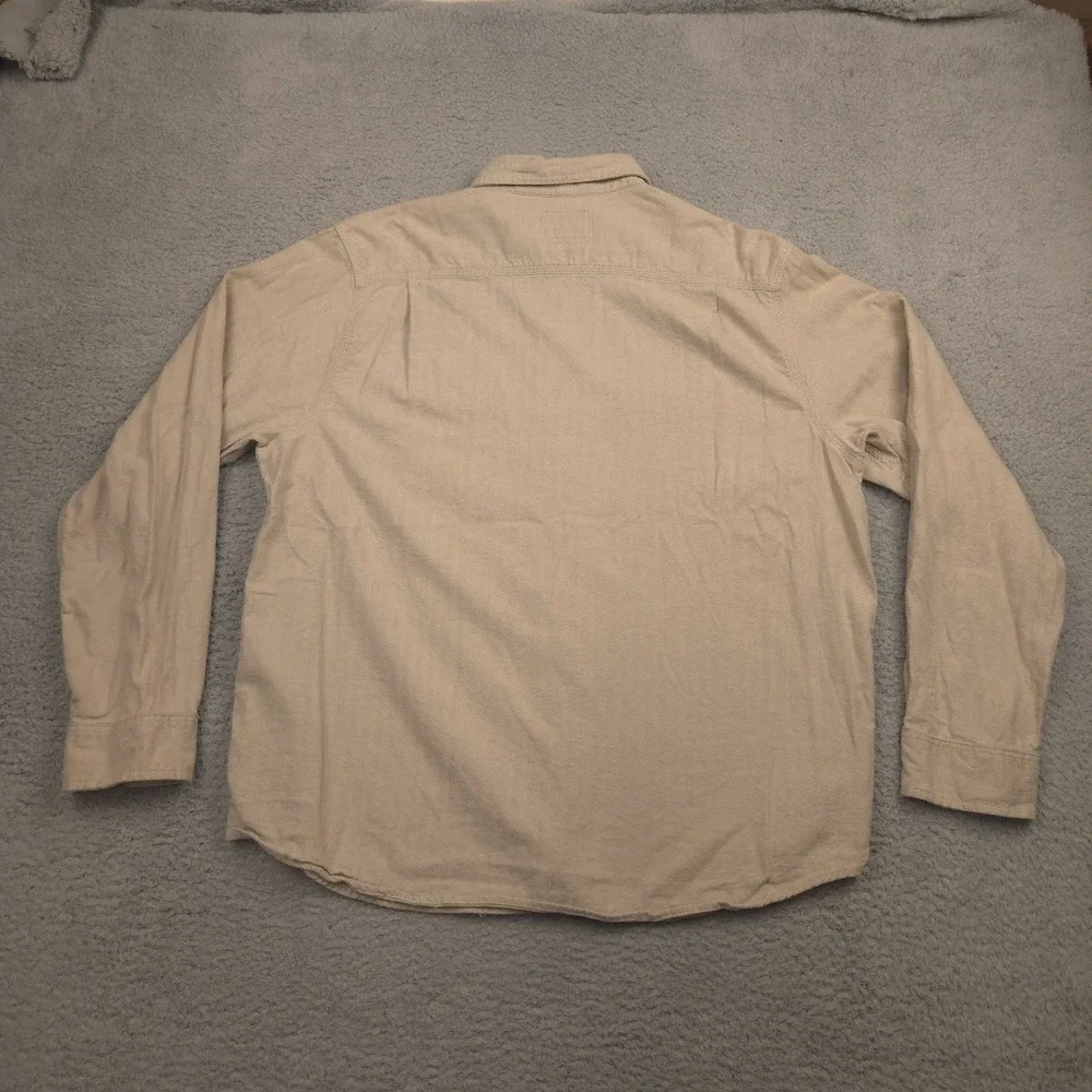 The North Face Button Down Shirt Mens XXL Tan Long Sleeve Cotton Hiking Outdoors